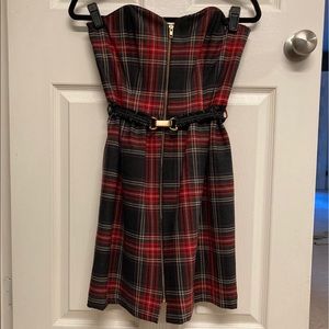 Corey Lynn Calter Strapless Plaid Zipper Dress